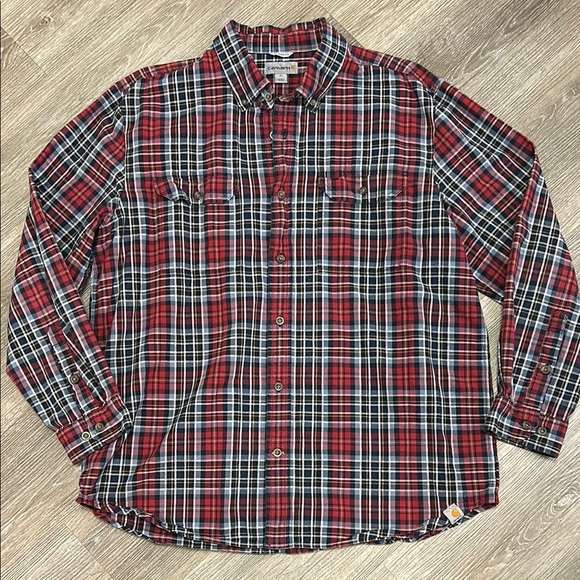 Carhartt Red Plaid Button-Up Shirt - Picture 1 of 2